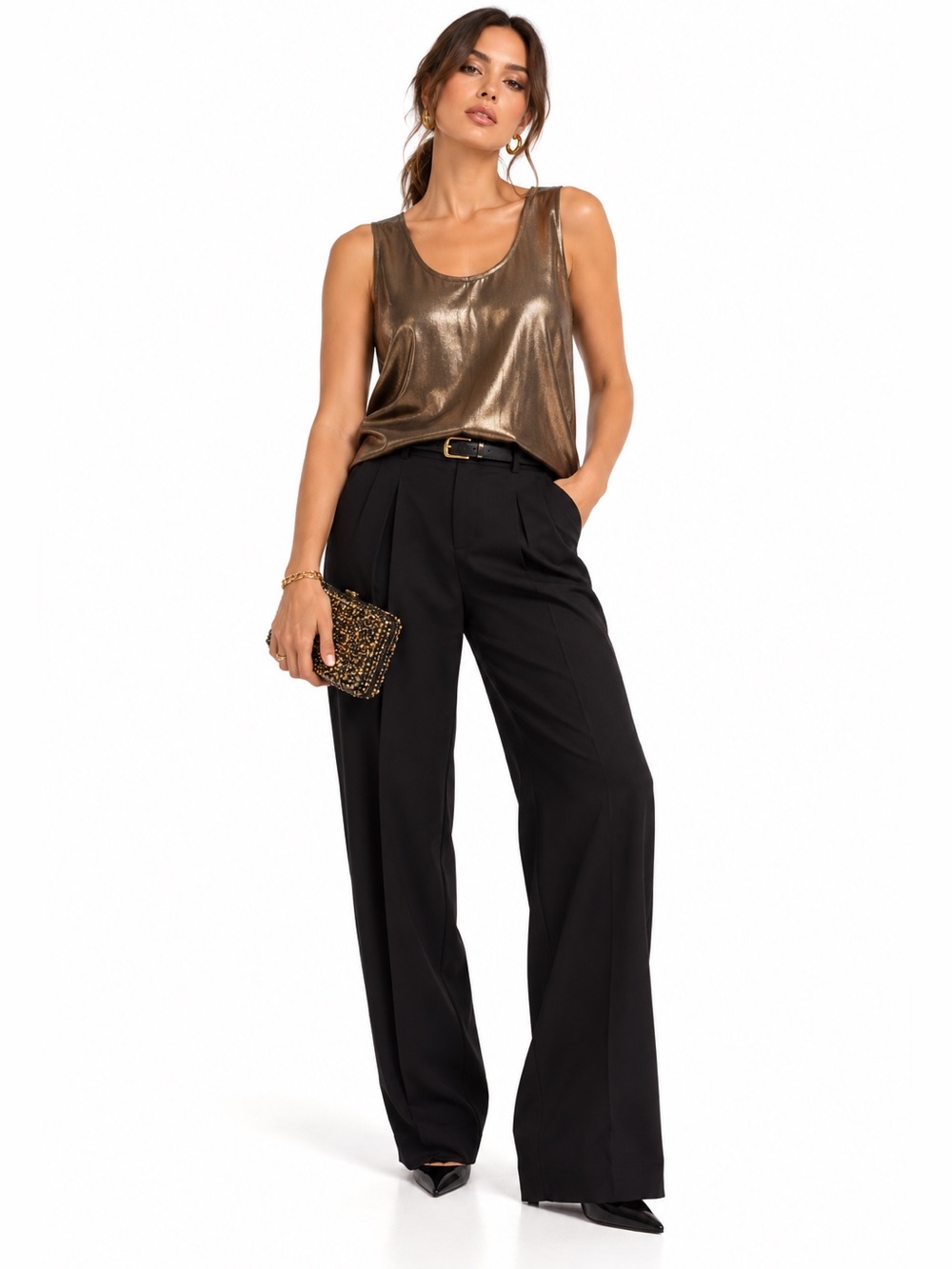 Vintage Classic Elements Metallic Bronze Sleeveless Blouse – Size 10 EUC